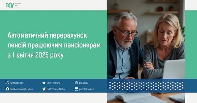 01 Автоматичний перерахунок пенсій працюючим пенсіонерам з 1 квітня 2025 року
